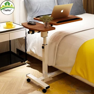 Adjustable Laptop Table with Wheel Rotate Standing Notebook Computer Table Lifting Desk for Sofa Bedside