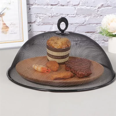 1Pc Protect Food Cover Plate Cover Dish Cover Dining Table Round Style Anti Fly Mosquito Kitchen Stainless Steel Food Cover