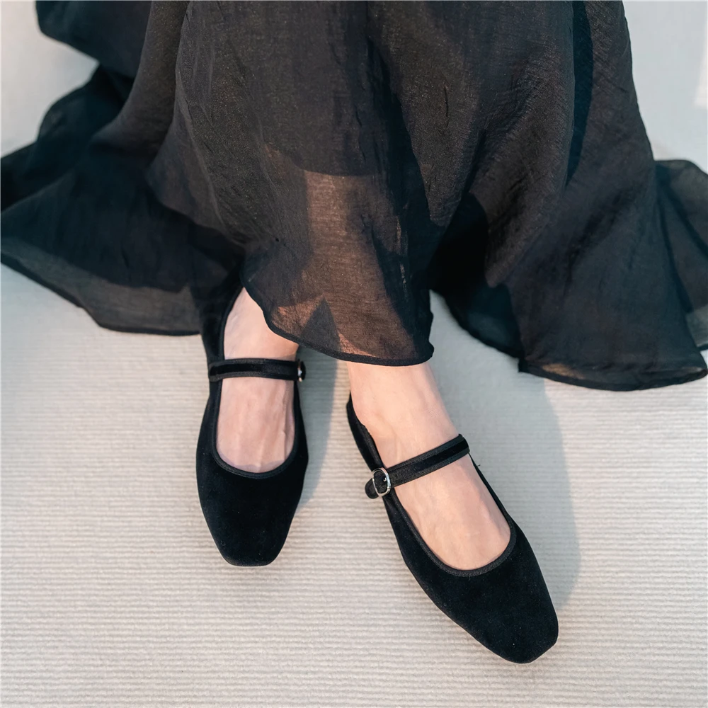 Women's Mary Jane Ballet Flats Shoes,Velvet Comfortable Large Size Flat Dancing Shoes Casual Fashion Cross Straps Low Heels Round Toe Soft Party Holiday Espadrille - Product Details