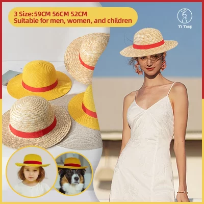 2024 Luffy Straw Hat Anime Cartoon Cosplay Caps Accessories Summer Sun Hat Sunshade Parent-Child Hat Luffy Hat for Women Men