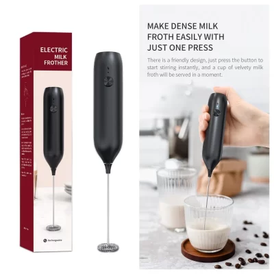 Milk Frother Electric Stainless Steel Mini Foam Maker Rechargeable USB Type-C Cable Drink Mixer Whisk Beater for Coffee