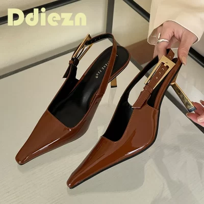 2024 Women Shoes Pumps Sandals Spring Fashion Pointed Toe Slingbacks Female Footwear Summer Ladies Shallow Shoes High Heels