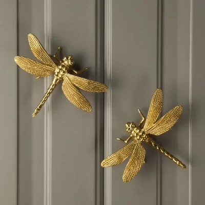 Nordic Gold Dragonfly Single Hole Brass Furniture Handle Luxurious Kitchen Drawer Handles Hardware Dresser Cabinet Pulls