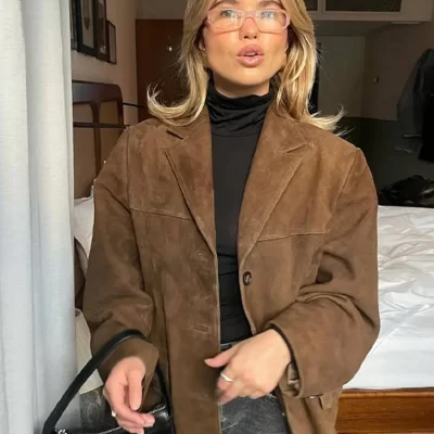 Fashion Brown Lapel With Pocket Jacket Woman Casual Single Breasted Long Sleeve Short Coat 2024 Lady Autumn High Street Outwear