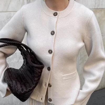 Fashion Chic Solid Knitted Cardigan For Women O Neck Long Sleeve Single Breasted Sweater 2024 Autumn Female Commuting Streetwear