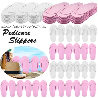 12-72Pairs Disposable Pedicure Slippers EVA Foam Pedicure Flip Flops for Women Pedicure Sandals Salon Spa Hotal Homehouse