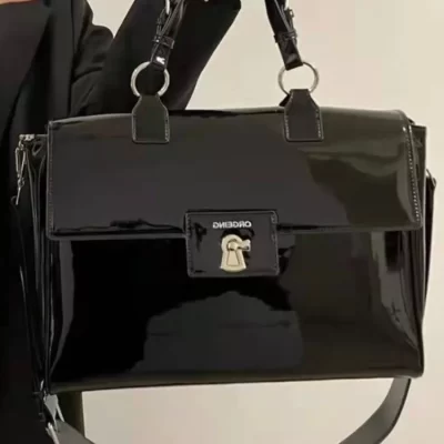 Ins Leather Black Laptop Case Waterproof Notebook Sleeve 15.6 16 16.1 Inch For Macbook M1 Air Briefcase Laptop Bag Cover Handbag