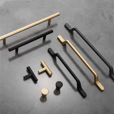 European Simple Black Kitchen Cabinet Door Handles Matte Gold Aluminum Alloy Drawer Pulls Furniture Handle Hardware