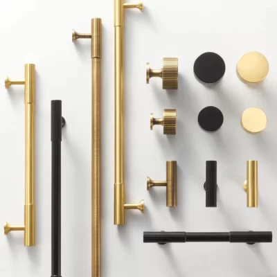 Nurlin Solid Brass Art Deco Vertical Lines Linear Kitchen Cabinet Knobs T Bars Bedroom Wardrobes Long Pull Drawer Handle