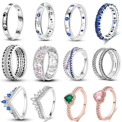 New Rings For Women 100% 925 Sterling Silver Star Moon Colorful Zircon Rings Fine Wedding Engagement Birthday Jewelry Gifts