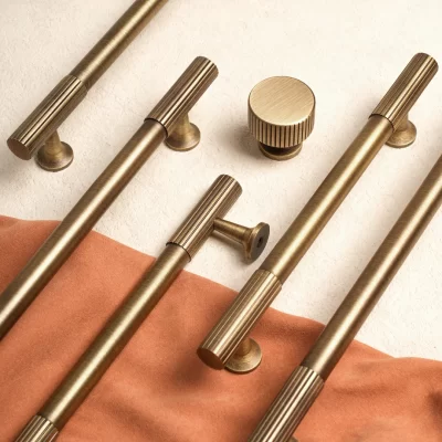 Antique Bronze Solid Brass Handles Knitted Ribbed Bedroom Wardrobes Kitchen Cabinet Long Pulls T-bar Drawers Knobs Door Hardware