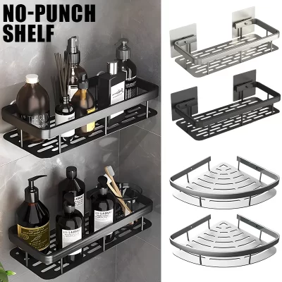 Kitchen Storage bathroom shelves Organizer Aluminum Alloy Shower Shelf Accessories Shampoo Rack multi-scenario No Drill Shelf