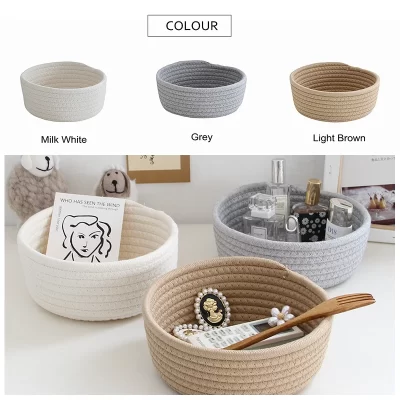 Nordic Cotton Rope Storage Baskets Woven Desktop Sundries Kids Toys Organizer Box Baby Dirty Clothes Laundry Basket Hamper 1PS
