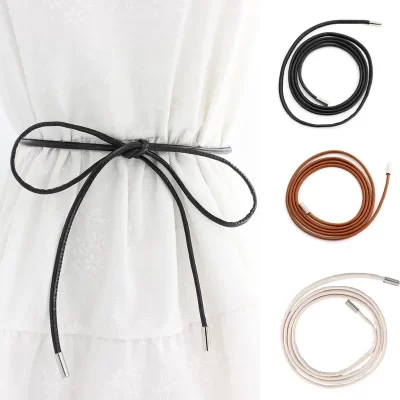 New Female Waist Chain Thin Belt Simple Decoration Tie With Dress Long Waist Rope Knotted Vintage Dresses String Waistband