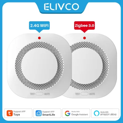 Tuya Smoke Detector Alarm ZigBee WiFi Smart Fire Protection 90dB Smoke Alarm Sensor Home Security System Work With Tuya Smart Li