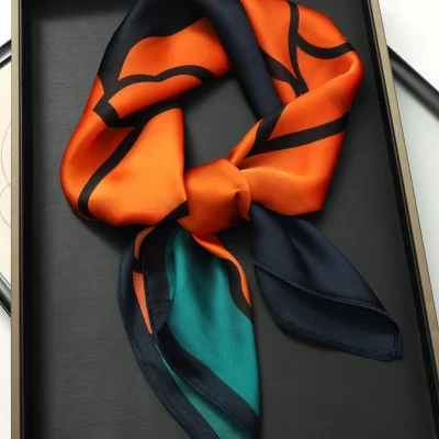 Luxury Brand 2023 Silk Square Scarf Women Cat Neck Hair Tie Band Beach Hijab Kerchief Head Headbands Bandana Female Foulard 70cm